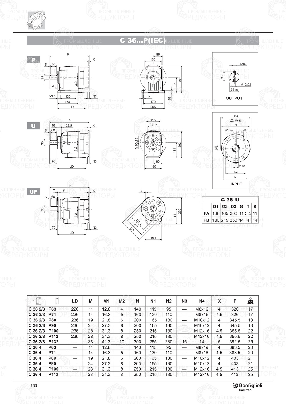 Мотор-редуктор Bonfiglioli C 36 Bonfiglioli C 36